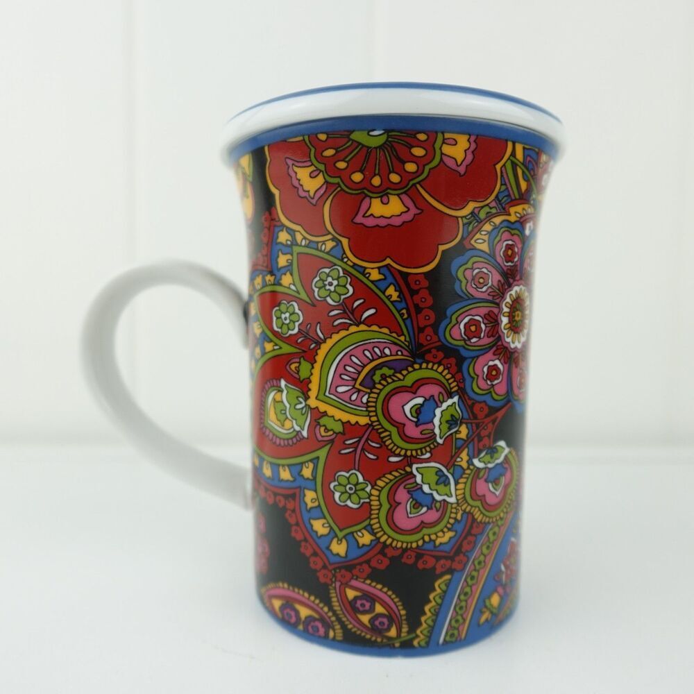 Vera Bradley "Symphony in Hue" Coffee Mug Tea Cup with Cover Lid